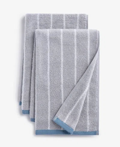 Arch Studio Quick Dry Striped Hand Towel, Set Of 2, Macy's Exclusive In Gray