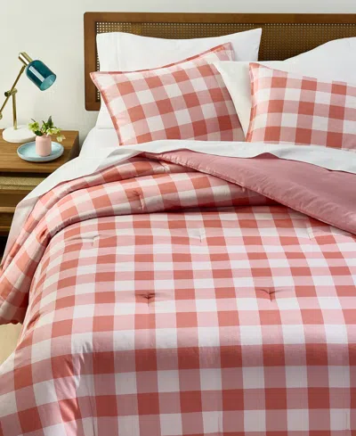 Arch Studio S Gingham 3-pc. Comforter Set, King, Macy's Exclusive In Pink,orange