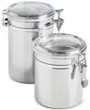 Arch Studio Stainless Steel Clamp-lid Canisters, Set Of 2, Exclusively At Macy's In No Color