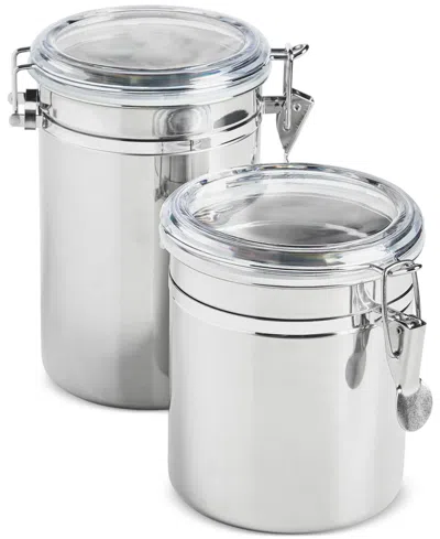 Arch Studio Stainless Steel Clamp-lid Canisters, Set Of 2, Exclusively At Macy's In No Color