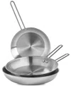 Arch Studio Stainless Steel Frypans, Set Of 3, Exclusively At Macy's In Silver