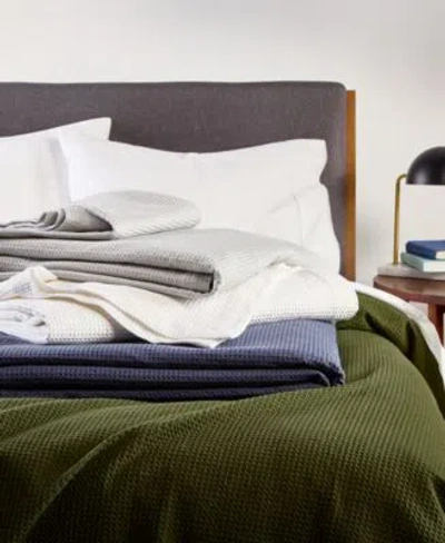 Arch Studio Waffle Cotton Blankets Exclusively At Macys In Olive