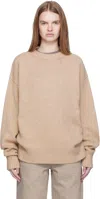 Arch The Beige Crew Neck Oversized Sweater In Multi
