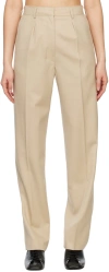Arch The Beige Simple Line Trousers In L/beige