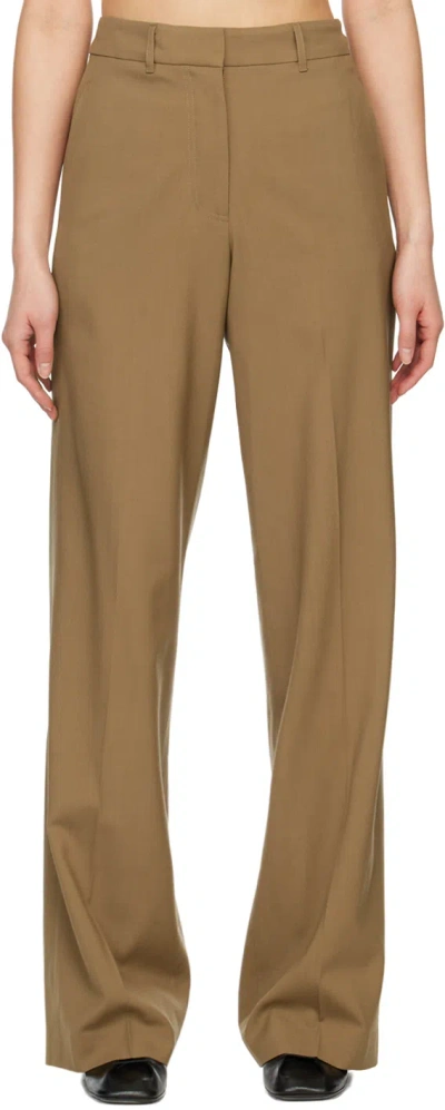 Arch The Brown Simple Line Trousers In L/brown