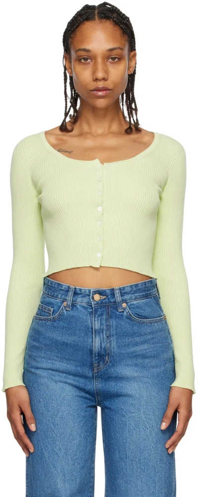Arch The Green Scoop Neck Cardigan In Avocado
