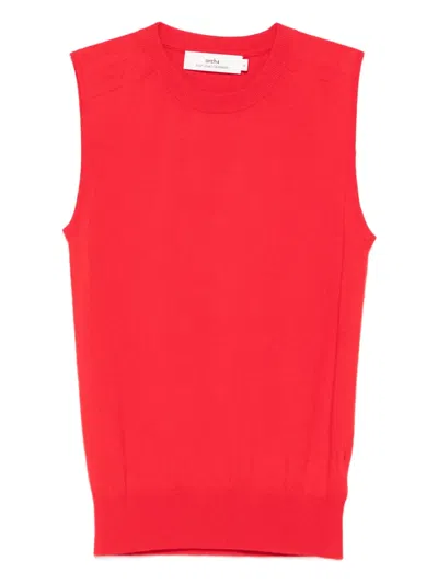 Arch4 Alessandra Round-neck Sleeveless Top In Burgundy