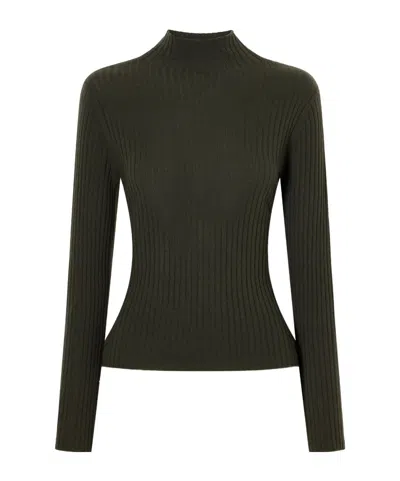 Arch4 Ariana Ribbed Organic Cashmere Turtleneck Sweater In Green
