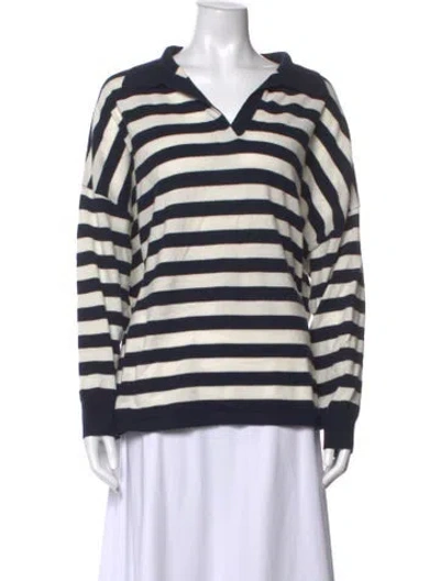 Pre-owned Arch4 Baby Cashmere Striped Sweater In Blue