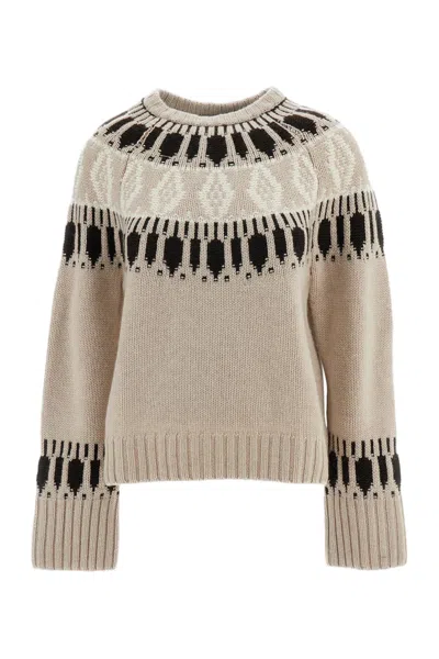 Arch4 Beige Brown Jackson Fair Isle Cashmere Crewneck Sweater