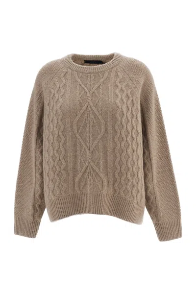 Arch4 Beige Delilah Chunky Cable-knit Cashmere Sweater In Brown