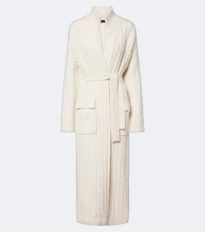 Arch4 Bond Street Cable-knit Cashmere Long Cardigan In White