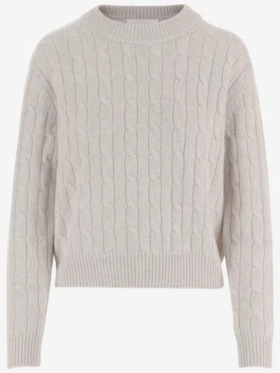 Arch4 Braided Cashmere-blend With Sequins Sweater In Gray