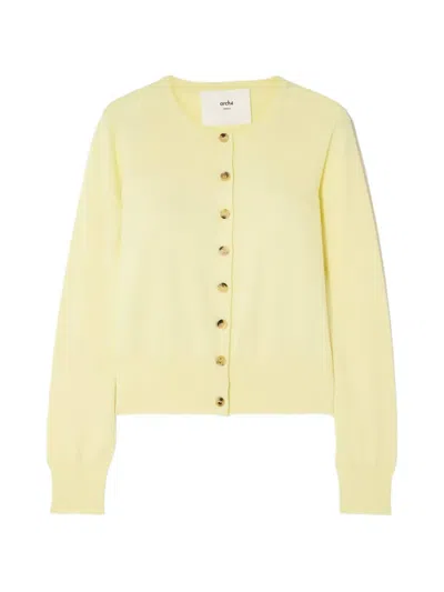 Arch4 Buttoned Cardigan In Yellow