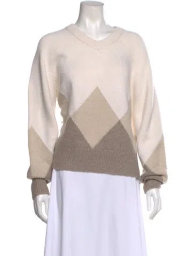 Pre-owned Arch4 Cashmere Colorblock Pattern Sweater In Neutral