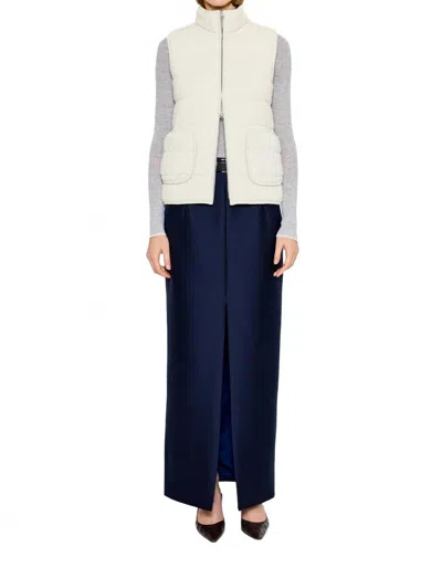Arch4 Cashmere Hammersmith Quilted Knit Vest In Ivory/husky Grey In Neutral
