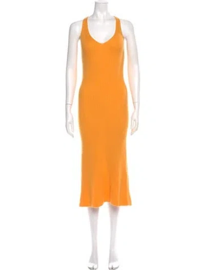 Pre-owned Arch4 Cashmere Long Dress In Orange
