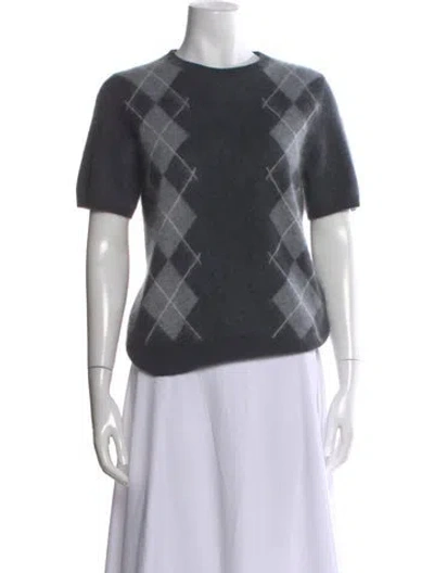 Pre-owned Arch4 Cashmere Plaid Print Sweater In Gray