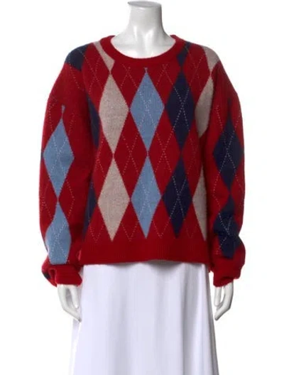 Pre-owned Arch4 Cashmere Plaid Print Sweater In Red