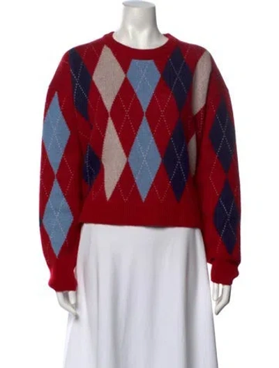 Pre-owned Arch4 Cashmere Plaid Print Sweater In Red