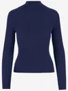 Arch4 Ribbed Turtleneck Sweater In Blue