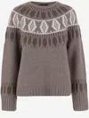 Arch4 Cashmere Sweater With Geometric Pattern In Brown