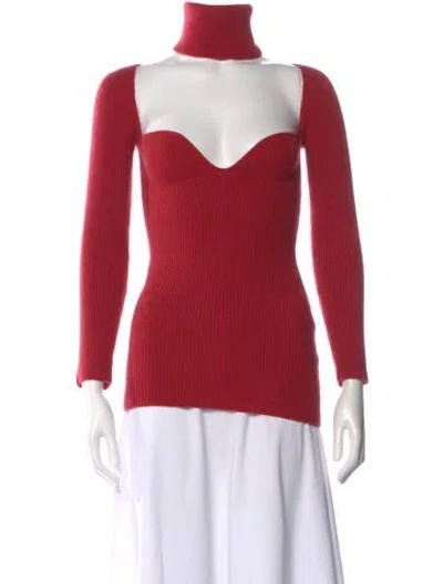 Pre-owned Arch4 Cashmere Turtleneck Top In Red