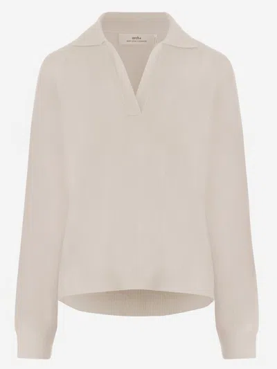 Arch4 Cashmere V-neck Sweater In Neutral