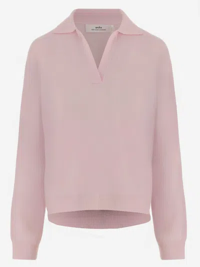 Arch4 Cashmere V-neck Sweater In Pink