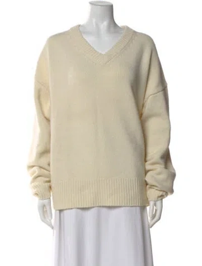 Pre-owned Arch4 Cashmere V-neck Sweater In Neutral