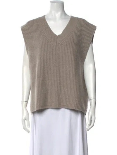 Pre-owned Arch4 Cashmere V-neck Sweater In Neutrals