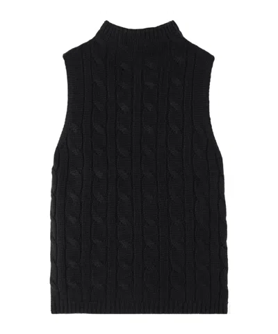 Arch4 Cassie Cable-knit Silk And Organic Cashmere-blend Tank In Black