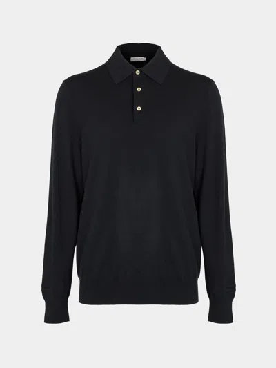 Arch4 Chapman Baby Goat Cashmere Long-sleeved Polo Top Size: L In Black