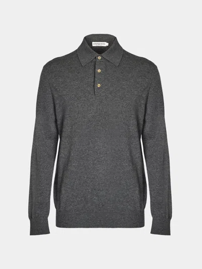 Arch4 Chapman Baby Goat Cashmere Long-sleeved Polo Top Size: L In Gray