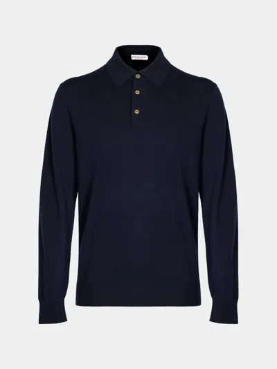 Arch4 Chapman Baby Goat Cashmere Long-sleeved Polo Top Size: Xl In Blue