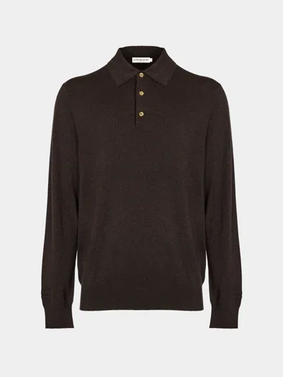 Arch4 Chapman Baby Goat Cashmere Long-sleeved Polo Top Size: Xxl In Brown