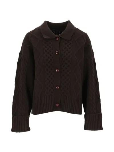 Arch4 Columbia Cable-knit Cashmere Cardigan In Brown