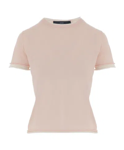 Arch4 Contrast-trim Slim T-shirt In Pink