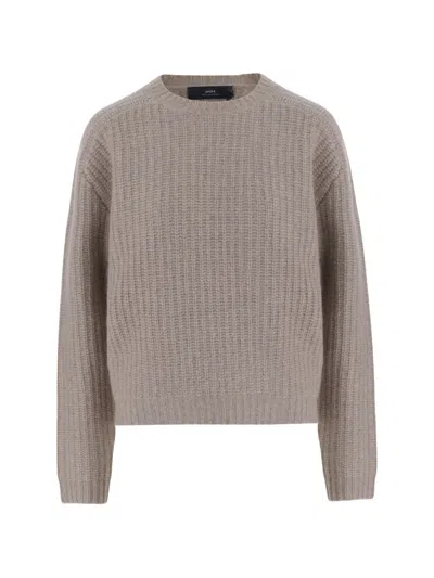 Arch4 Crew-neck Ribbed Sweater In Brown