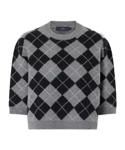 Arch4 Karlie Checked Cashmere Sweater In Gray