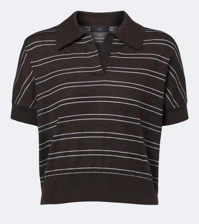 Arch4 Darya Striped Cashmere Polo Shirt In Brown