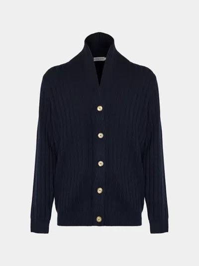Arch4 Denver Baby Goat Cashmere Stretch-knit Cardigan Size: Xl In Blue