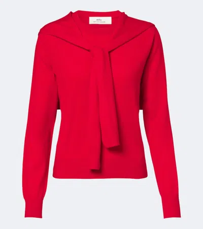 Arch4 Erin Layered Cashmere Sweater In Red