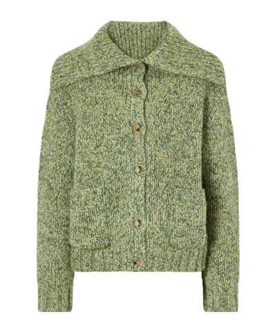 Arch4 Etta Tweed Cashmere Cardigan In Green
