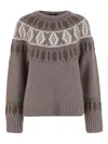 Arch4 Cashmere Sweater With Geometric Pattern In Gray