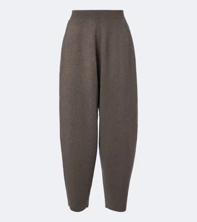 Arch4 Hayden Knitted Cashmere Barrel-leg Pants In Brown