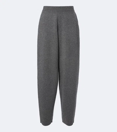 Arch4 Hayden Knitted Cashmere Barrel-leg Pants In Grey
