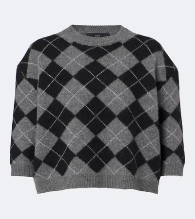 Arch4 Karlie Argyle Cashmere Sweater In Grey