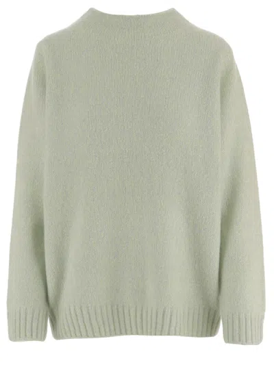 Arch4 Light Green Cashmere Blend Sweater In Animal Print