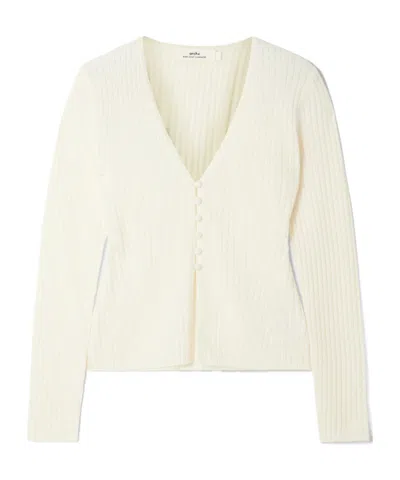 Arch4 Long-sleeved Knitted Cardigan In White